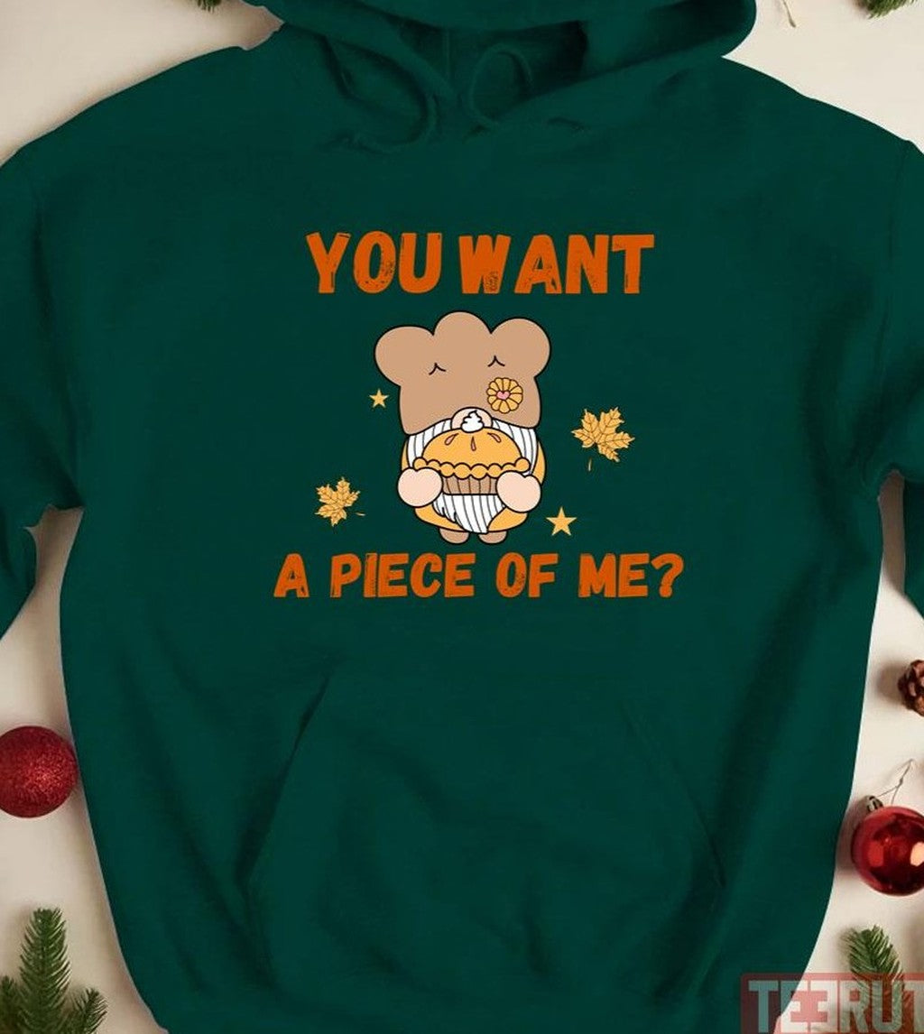 Pumpkin Pie You Want A Piece Of Me Funny Design Falling Leaves Unisex T-Shirt Hoodie, Sweatshirt (Image 2)