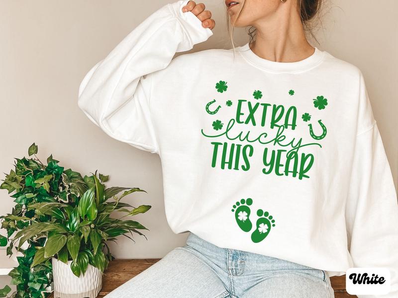 St Patricks Day Pregnancy Announcement Sweatshirt, St. Patrick's Day Baby Reveal Tee, Funny Pregnant Maternity... (Image 4)