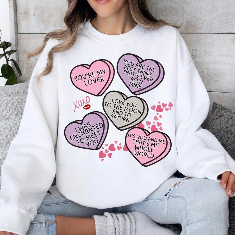 Valentine hearts TshirtSweatshirtHoodie, Trendy valentine Tshirt, Heart Sticker Shirt Hoodie, Sweatshirt (Image 3)