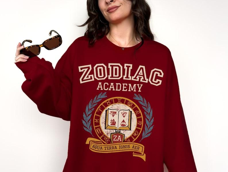 Zodiac Academy Varsity Sweatshirt, Gift for Book Lover, Bookworm Crewneck Gift for Her, Bookish Merch, Booktok... (Image 3)