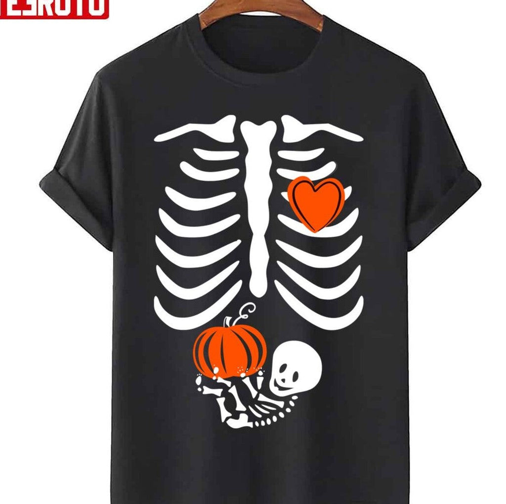 Skeleton Baby Pregnant Xray Rib Cage For Fall Halloween Unisex Sweatshirt T-Shirts, Hoodie | VibeTeeNation.com (Image 3)