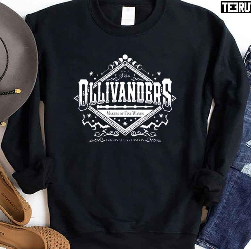 Ollivanders Makers Of Fine Wands Since 382 Bc Nerd Bookworm Fantasy Geek Wizard Vacation Unisex Sweatshirt... (Image 2)