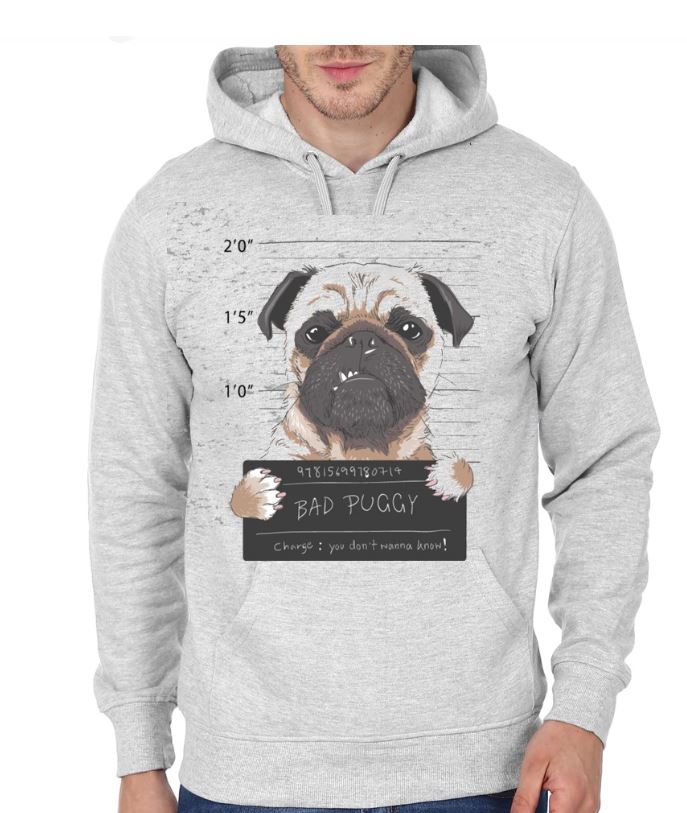 Bad Puggy Grey Hoodie T-Shirts, Sweatshirt | VibeTeeNation.com