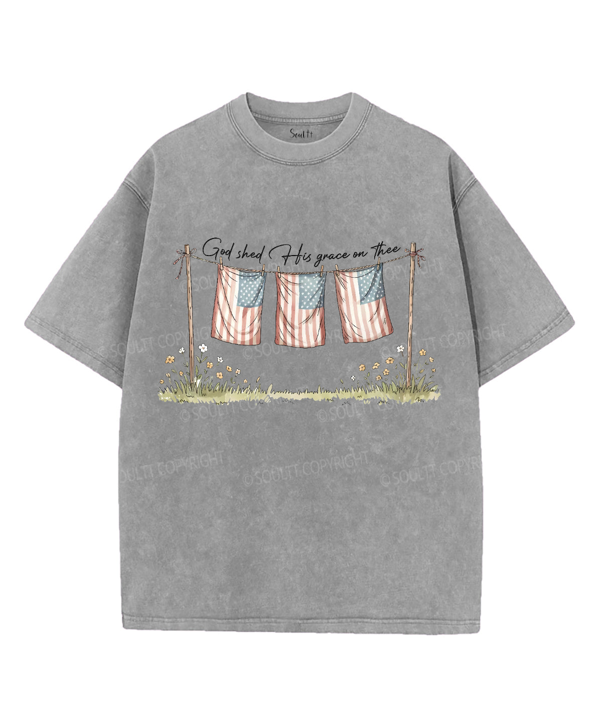 God Shed His Grace On Thee Unisex Washed Christian T-shirt