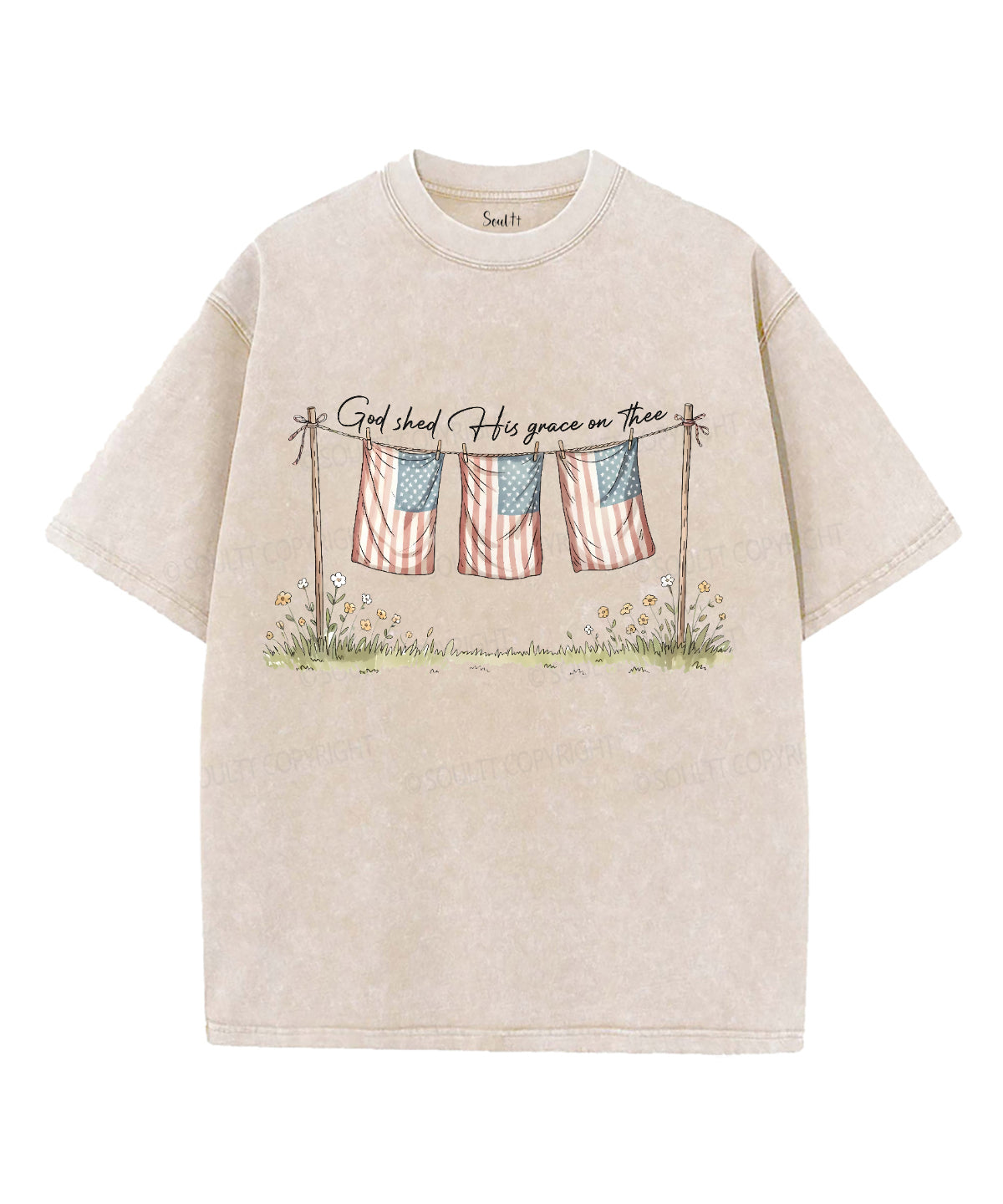 God Shed His Grace On Thee Unisex Washed Christian T-shirt
