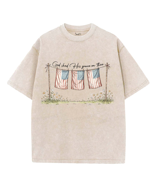 God Shed His Grace On Thee Unisex Washed Christian T-shirt