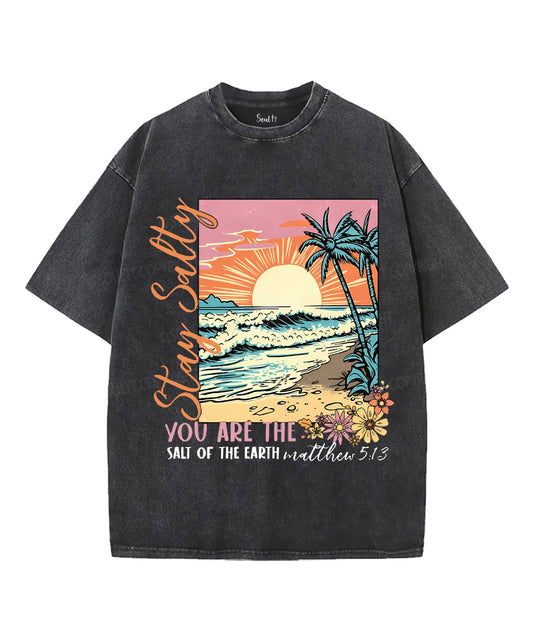 Stay Salty Unisex Washed Christian T-shirt Style013