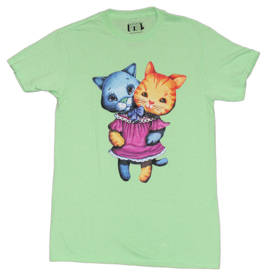 Conjoined Cats Mens T-Shirt - Anime Style  In Pink Dress
