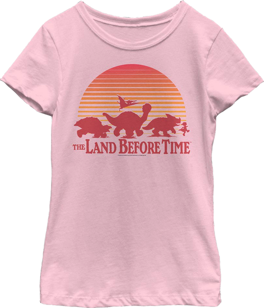 Girls Youth Vintage Sunset Silhouette Land Before Time Shirt