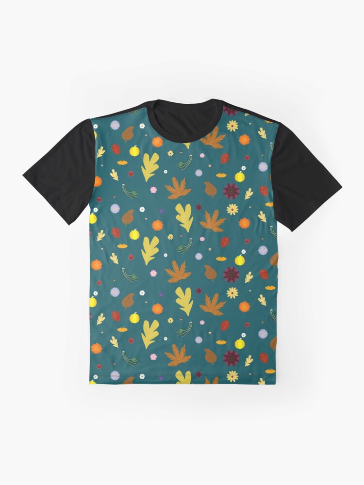 AUTUMN Fall Leaves Gourds Flowers Acorns Version 1 (Deep Turquoise) T-Shirts, Hoodie, Sweatshirt