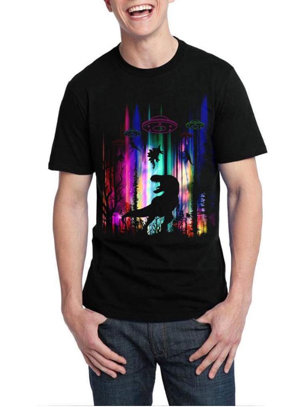 Dinosaurus UFO Abduction T-Shirt Hoodie, Sweatshirt | VibeTeeNation.com