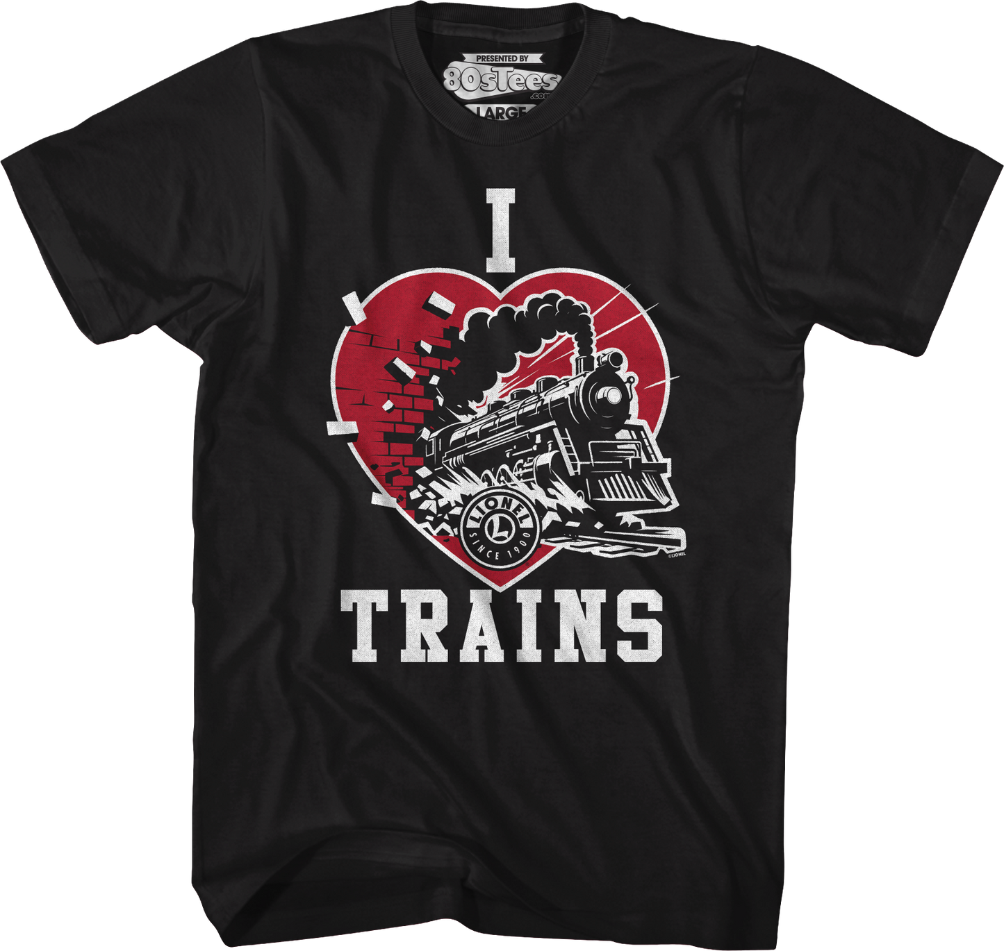 Black I Love Trains Lionel Trains T-Shirt