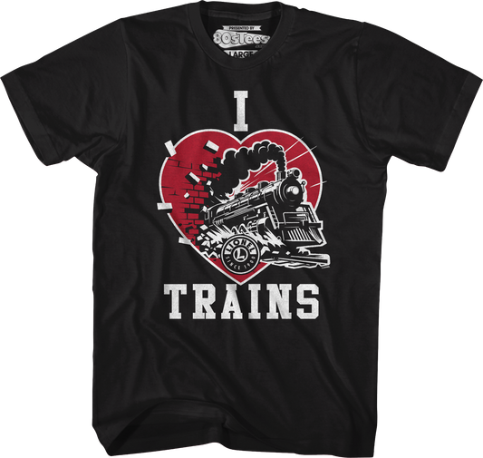 Black I Love Trains Lionel Trains T-Shirt