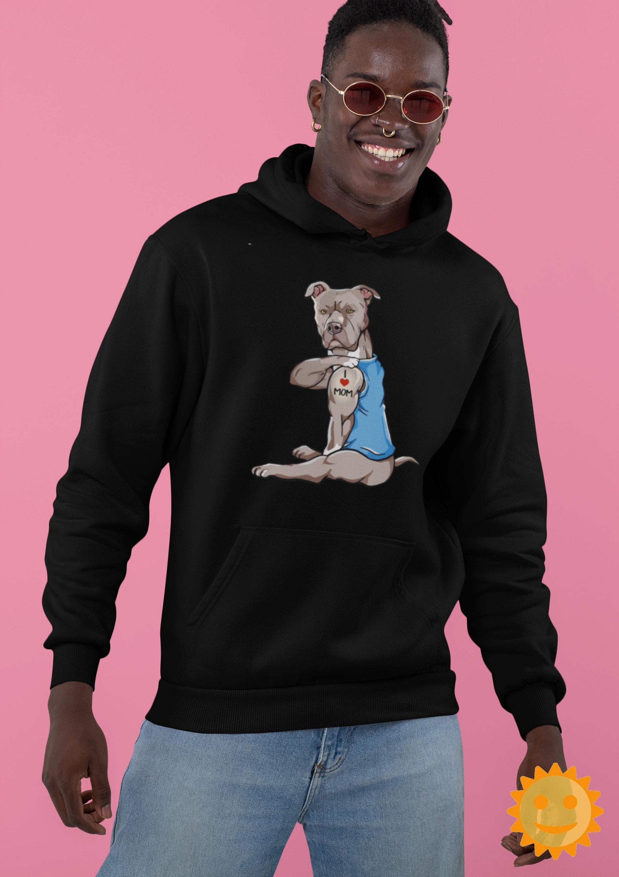 Black Pitbull Tattoos I Love Mom Vintage T-Shirt, Pitbull Mom Shirt, Mothers Day Shirt, Mother's Day Shirt, Dog... (Image 4)