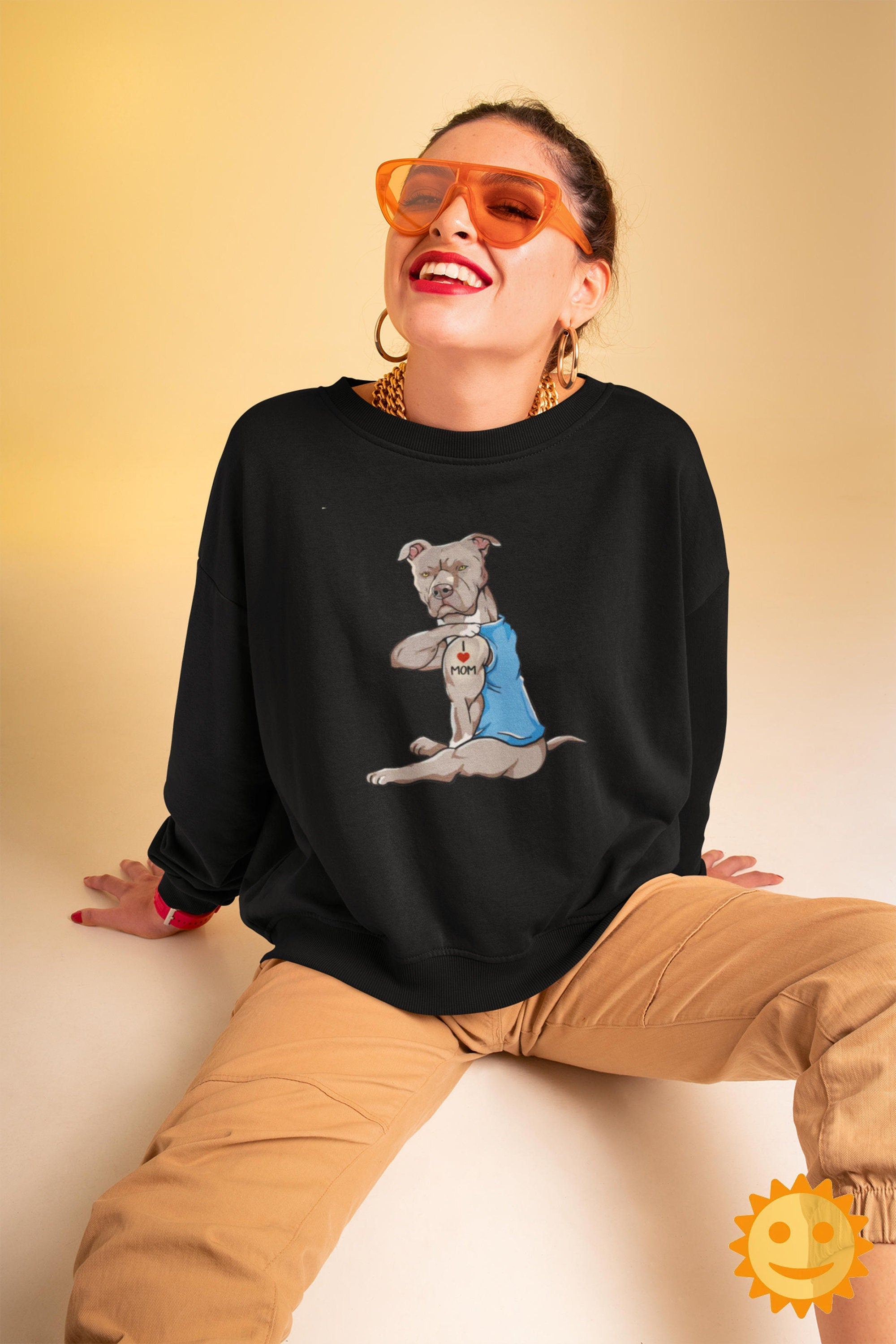 Black Pitbull Tattoos I Love Mom Vintage T-Shirt, Pitbull Mom Shirt, Mothers Day Shirt, Mother's Day Shirt, Dog... (Image 3)