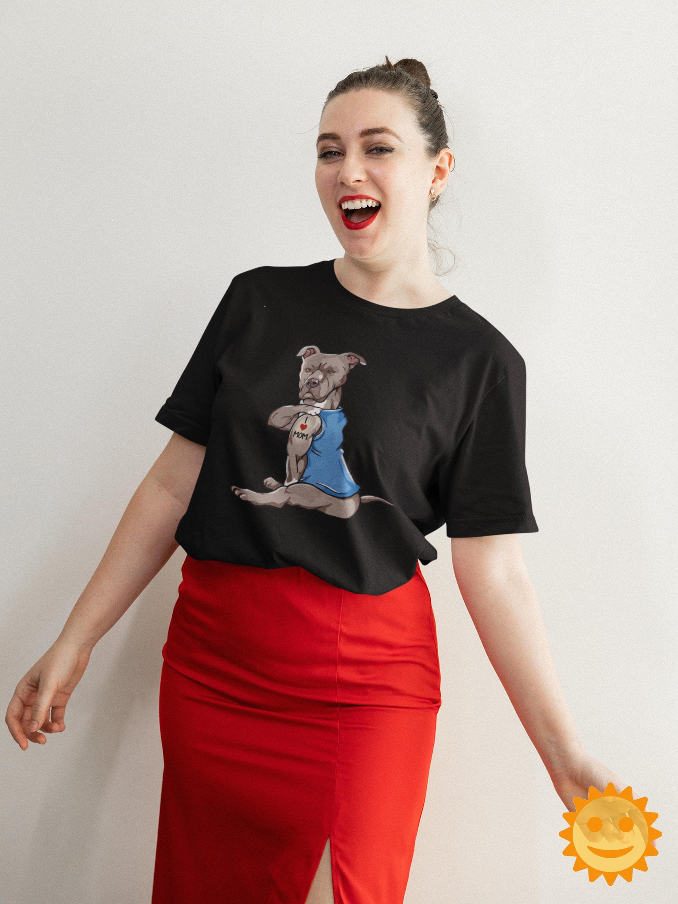 Black Pitbull Tattoos I Love Mom Vintage T-Shirt, Pitbull Mom Shirt, Mothers Day Shirt, Mother's Day Shirt, Dog... (Image 2)