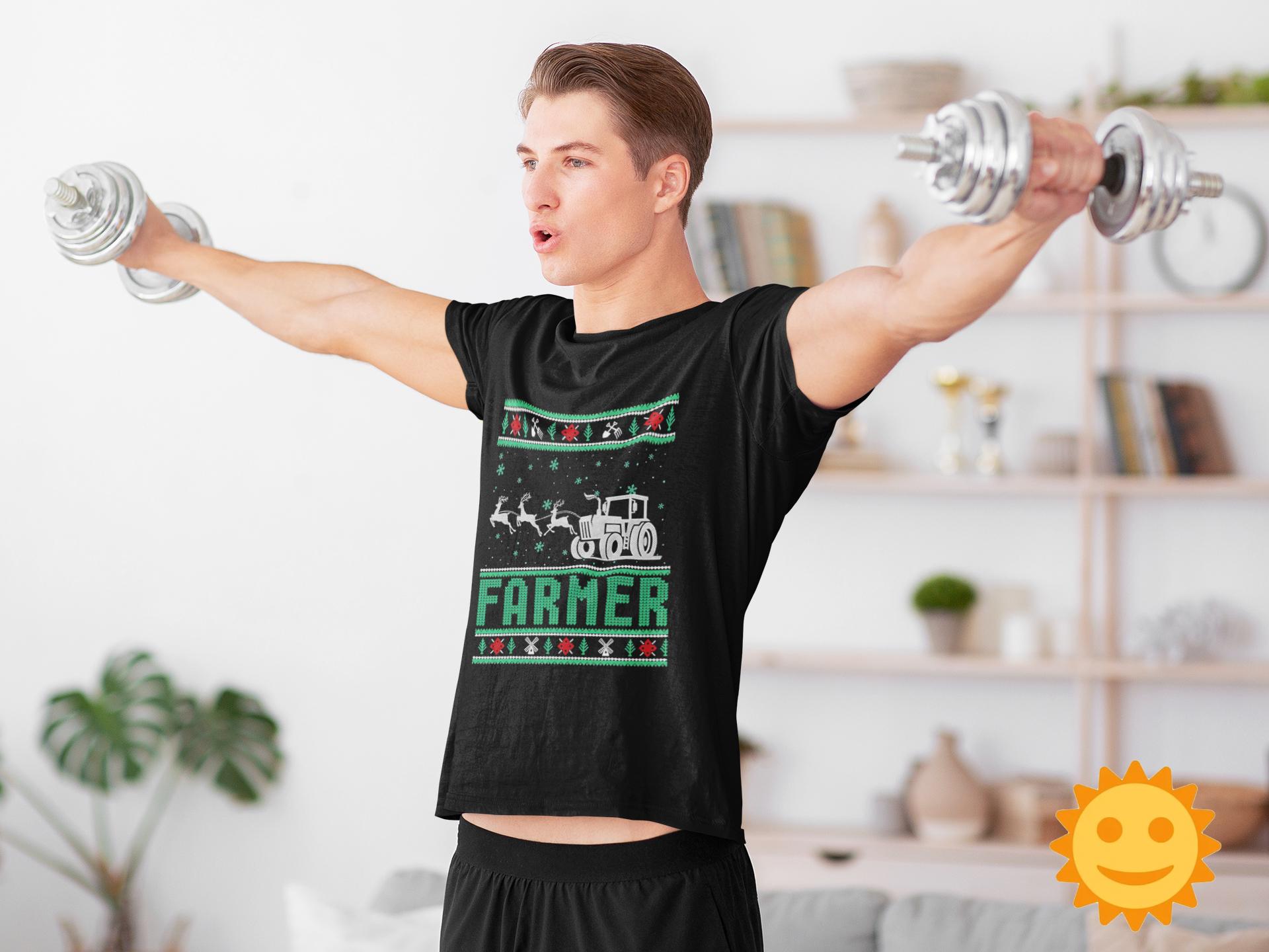 Farmer Ugly Christmas Vintage T-Shirt, Christmas Gift, Reindeer Santa Sleigh Shirt, Ugly Santa Shirt, Farm Life... (Image 2)