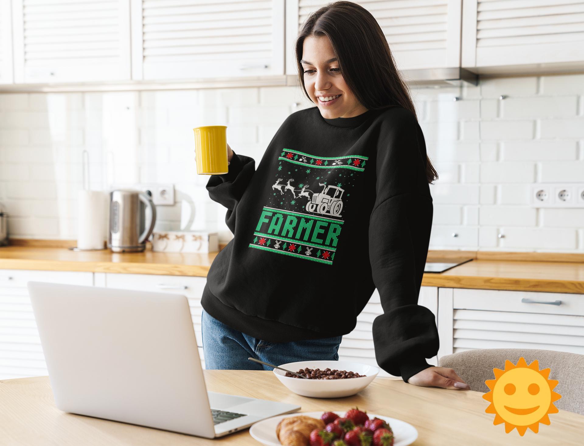 Farmer Ugly Christmas Vintage T-Shirt, Christmas Gift, Reindeer Santa Sleigh Shirt, Ugly Santa Shirt, Farm Life... (Image 4)