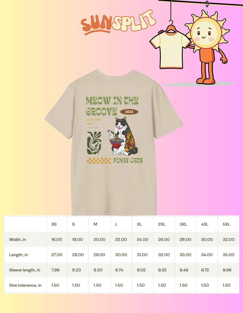 Cute Cat Ramen T-Shirt, Meow in the Groove, Funny Cats Gift, Pet Lover Apparel, Cat Mom Gift Hoodie, Sweatshirt (Image 8)