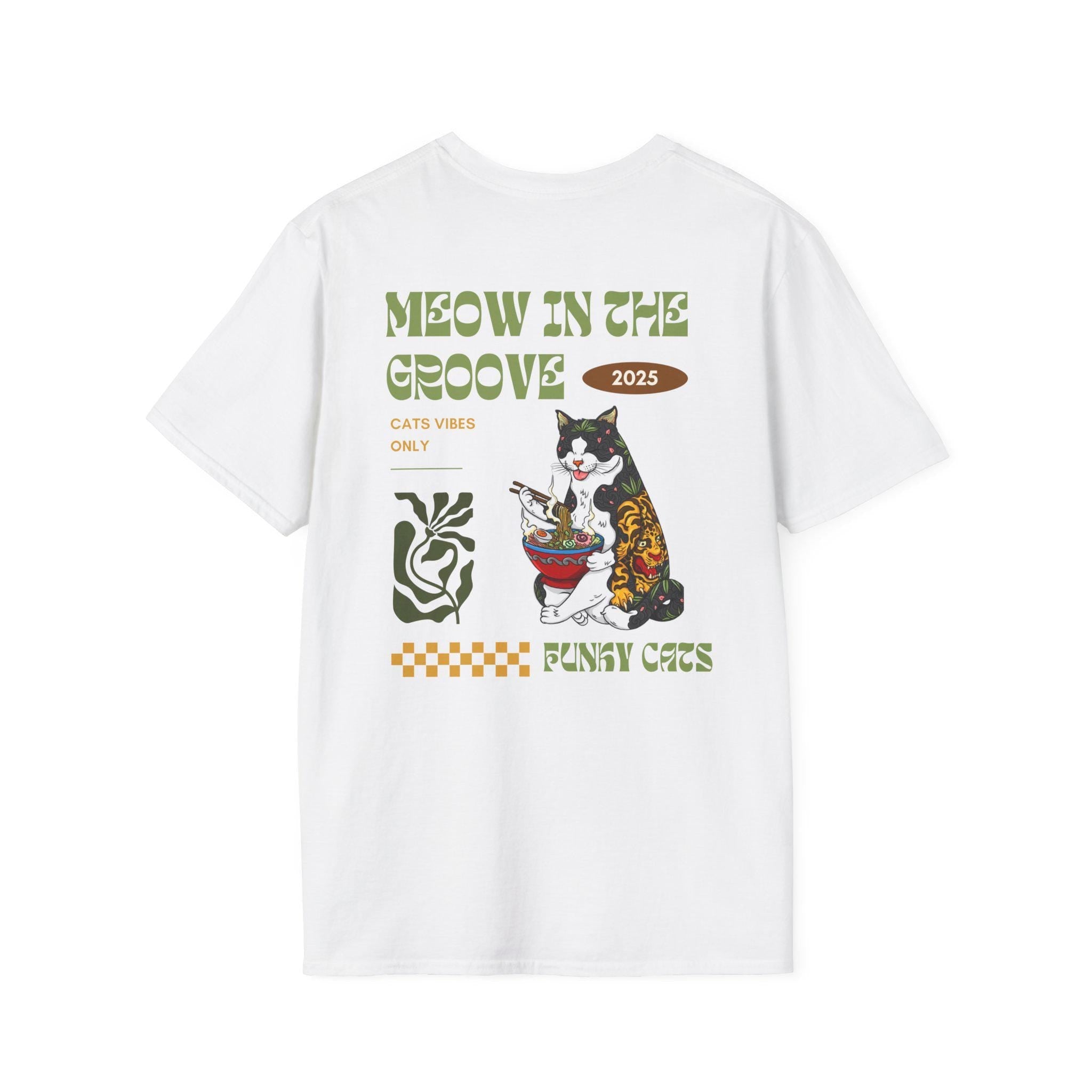 Cute Cat Ramen T-Shirt, Meow in the Groove, Funny Cats Gift, Pet Lover Apparel, Cat Mom Gift Hoodie, Sweatshirt (Image 4)