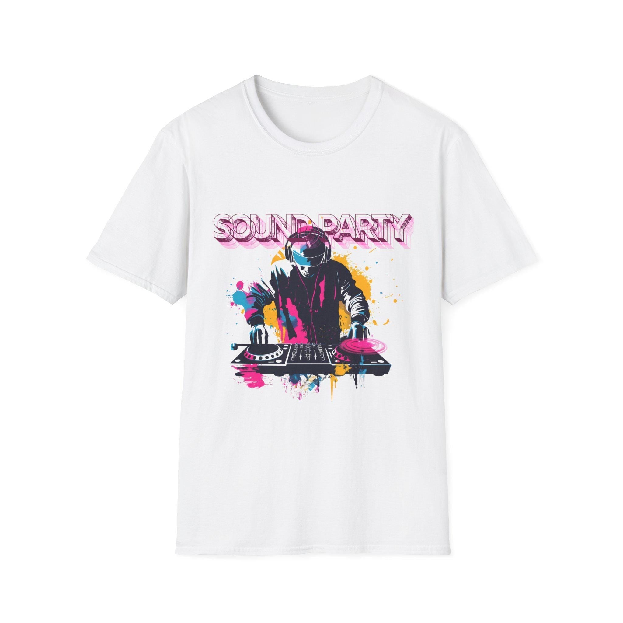 Vibrant DJ Graphic Tee, Unisex Softstyle T-Shirt for Music Lovers, Festival Attire, Gift for DJs and Party... (Image 2)