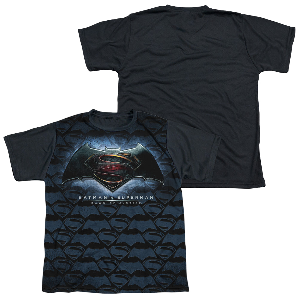 Batman v Superman Logo Pattern - Youth Black Back T-Shirt