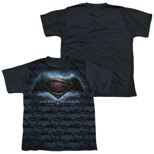 Batman v Superman Logo Pattern - Youth Black Back T-Shirt