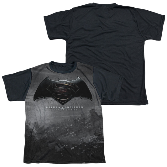 Batman v Superman Logo City - Youth Black Back T-Shirt Style001