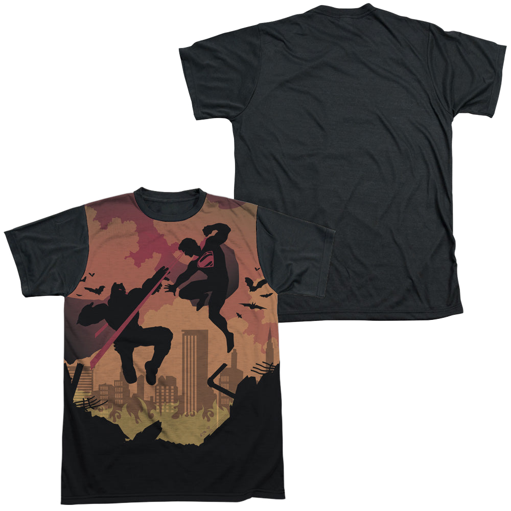 Batman v Superman Silhouette Fight - Men's Black Back T-Shirt Style001