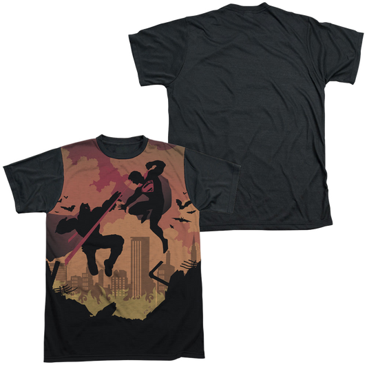 Batman v Superman Silhouette Fight - Men's Black Back T-Shirt Style001