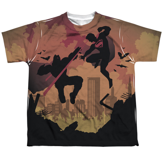 Batman v Superman Silhouette Fight - Youth All-Over Print T-Shirt Style001