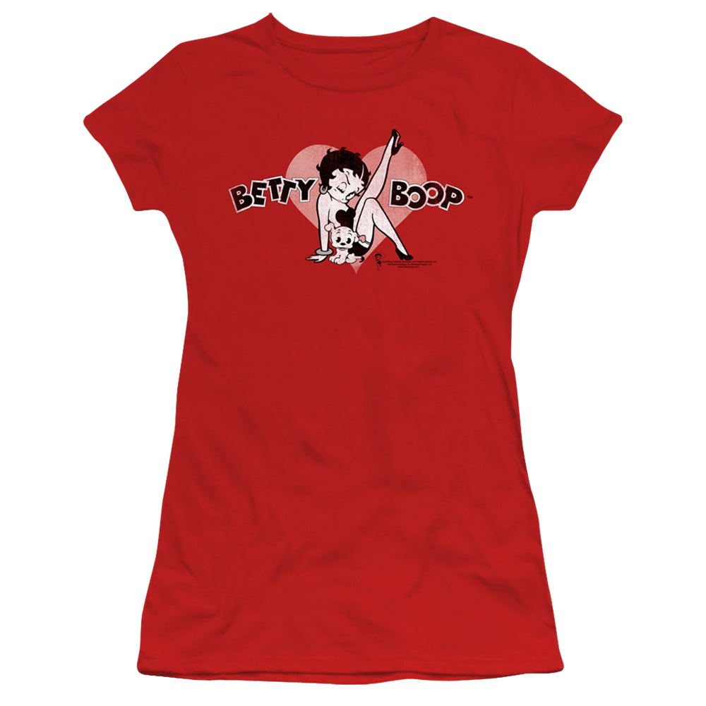 Betty Boop Vintage Cutie Pup - Juniors T-Shirt