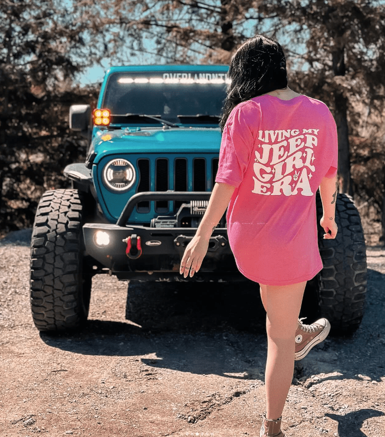 Living My Jeep Girl Era White Print Graphic Tee