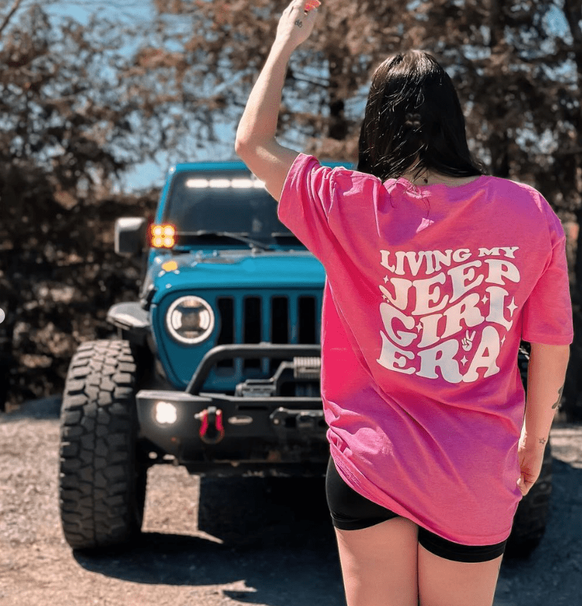 Living My Jeep Girl Era White Print Graphic Tee