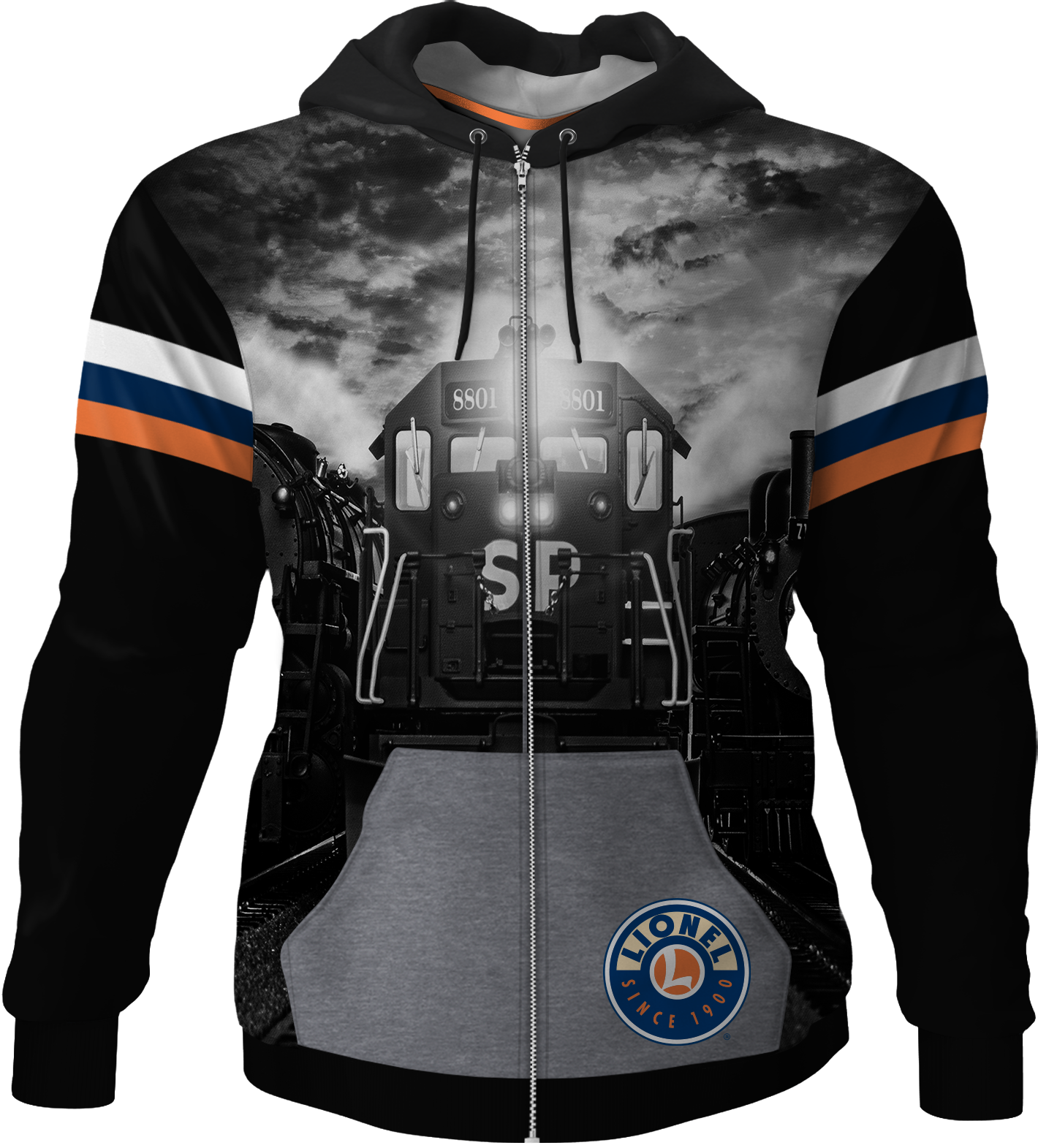 Vintage Stripes Lionel Trains Zip-Up Hoodie