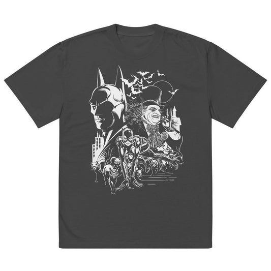 BATMAN RETURNS The Bat The Cat The Penguin Oversized Faded T-shirt