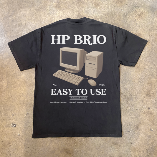 90s 'HP BRIO' RETRO COMPUTER HEAVY FADED TEE