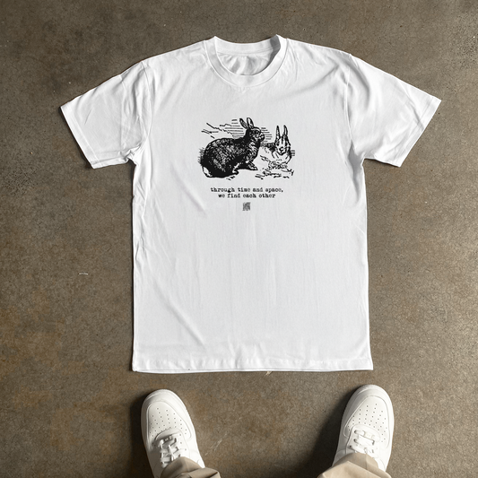 'THROUGH TIME AND SPACE' RABBITS HEAVY FADED TEE