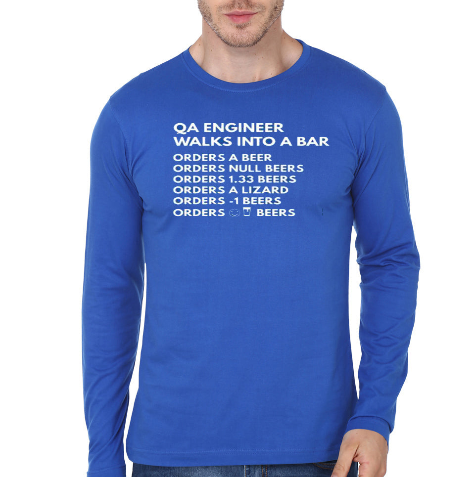 Qa Engineer Walks Into A Bar Royal Blue Full Sleeve T-Shirt Hoodie, Sweatshirt | VibeTeeNation.com