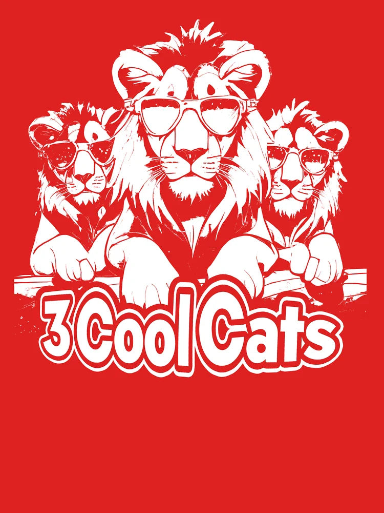 "3 Cool Cats" – Lion Crew Graphic Design All White Classic T-Shirt Hoodie, Sweatshirt | VibeTeeNation.com (Image 3)