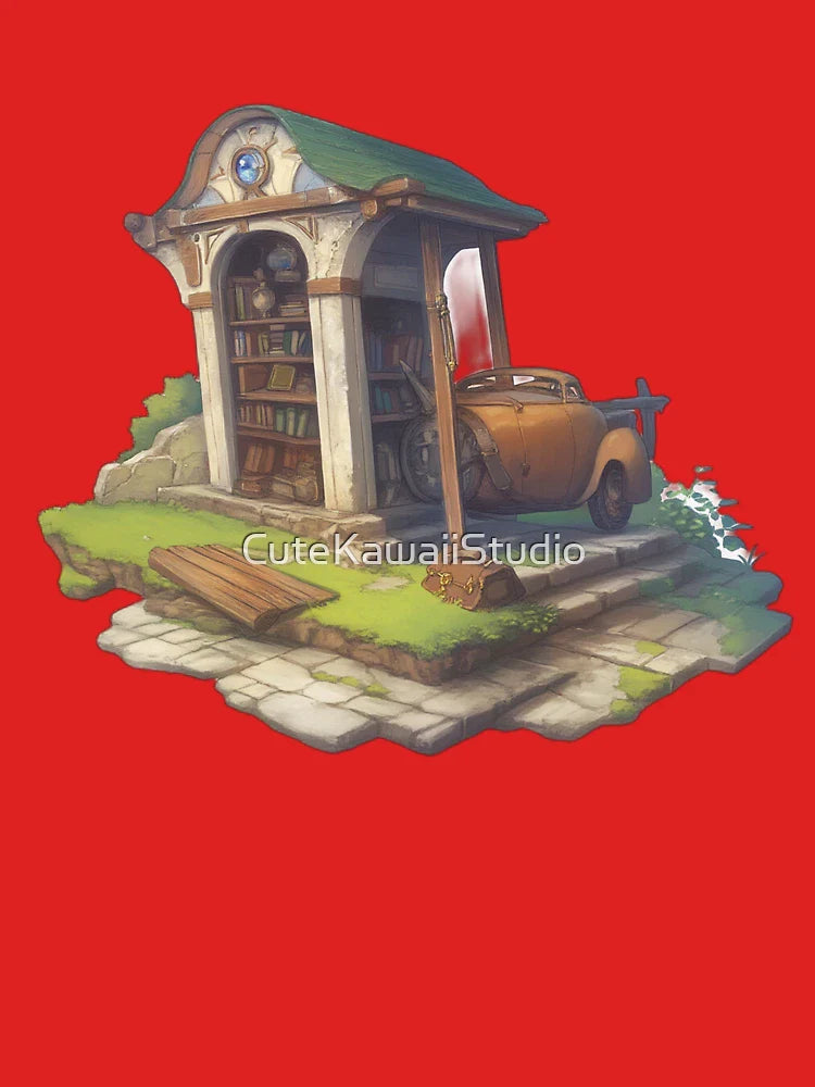 Whimsical Book Nook and Car Aesthetic Sticker Classic T-Shirt Hoodie, Sweatshirt | VibeTeeNation.com (Image 3)