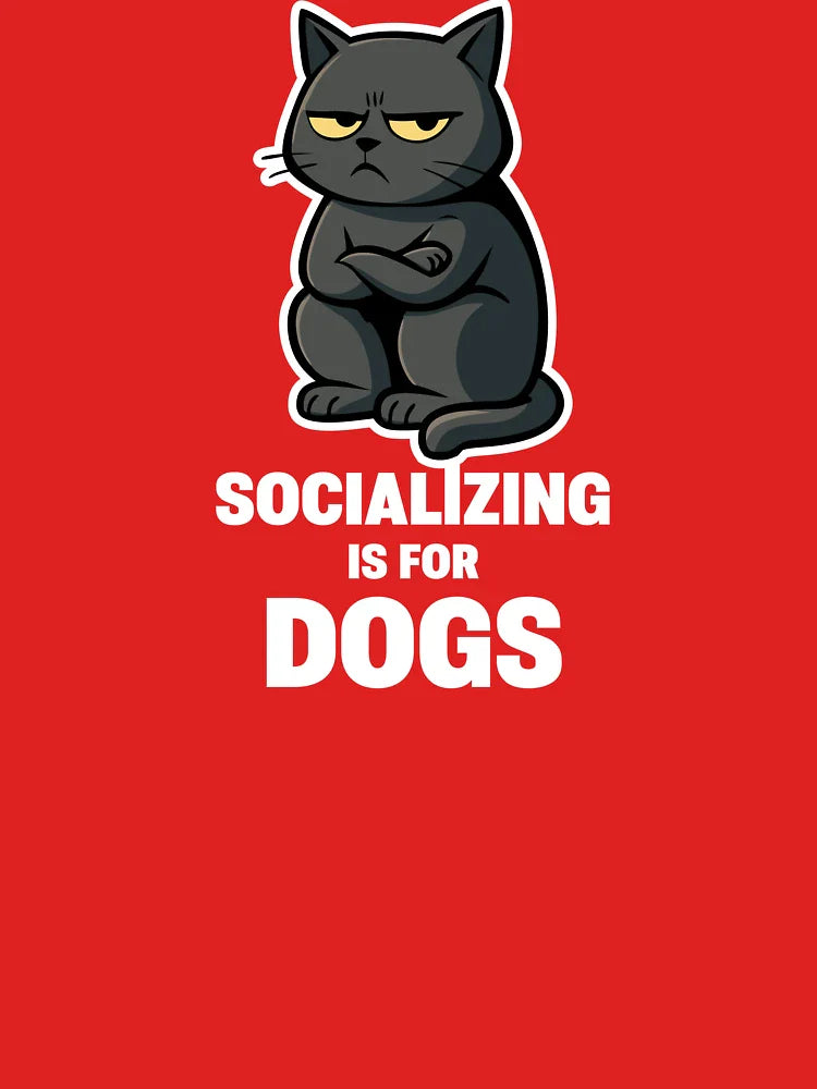 Socializing Is for Dogs – Antisocial Cat Mood Classic T-Shirt Hoodie, Sweatshirt | VibeTeeNation.com (Image 3)