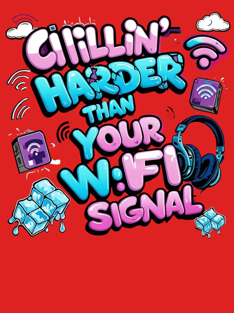 "Chillin’ Harder Than Your WiFi Signal – Lazy Vibes Graphic Design" Classic T-Shirt Hoodie, Sweatshirt (Image 3)