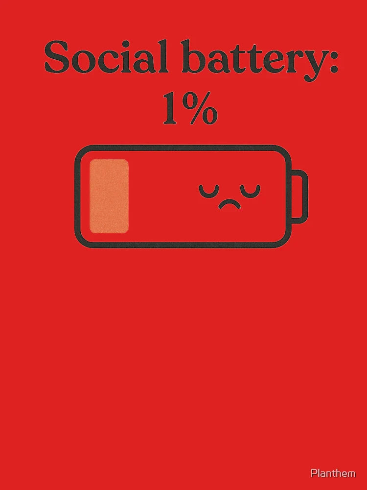 Social Battery 1% – Low Energy Introvert Humor Classic T-Shirt Hoodie, Sweatshirt | VibeTeeNation.com (Image 3)