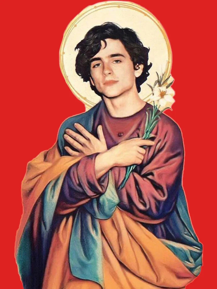 Timothee Chalamet Saint/God Sticker Classic T-Shirt Hoodie, Sweatshirt | VibeTeeNation.com (Image 3)