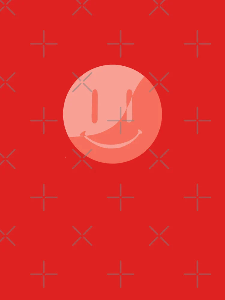 Wavy Split Red Smiley – Bold Trippy Aesthetic Sticker Classic T-Shirt Hoodie, Sweatshirt | VibeTeeNation.com (Image 3)