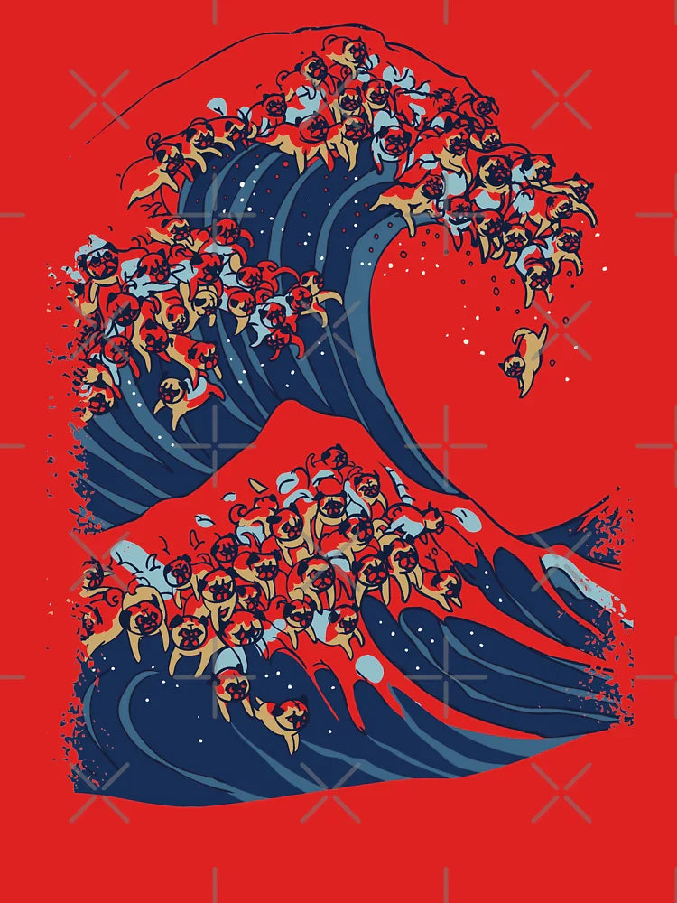 The Great Wave of Pug Classic T-Shirt Hoodie, Sweatshirt | VibeTeeNation.com (Image 3)
