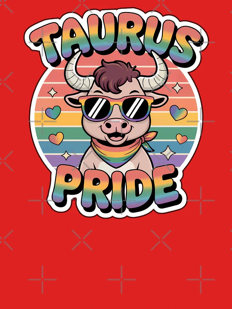 Taurus Pride Month Sticker | Cute Rainbow Bull Zodiac Design Classic T-Shirt Hoodie, Sweatshirt | VibeTeeNation.com (Image 3)