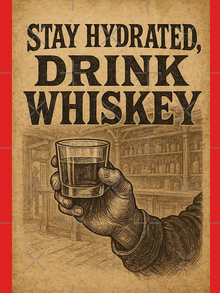 Stay Hydrated Drink Whiskey – Vintage Saloon Bar Poster Design Classic T-Shirt Hoodie, Sweatshirt (Image 3)
