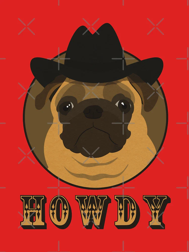 Howdy Partner (pug western cowboy cowgirl) Classic T-Shirt Hoodie, Sweatshirt | VibeTeeNation.com (Image 3)